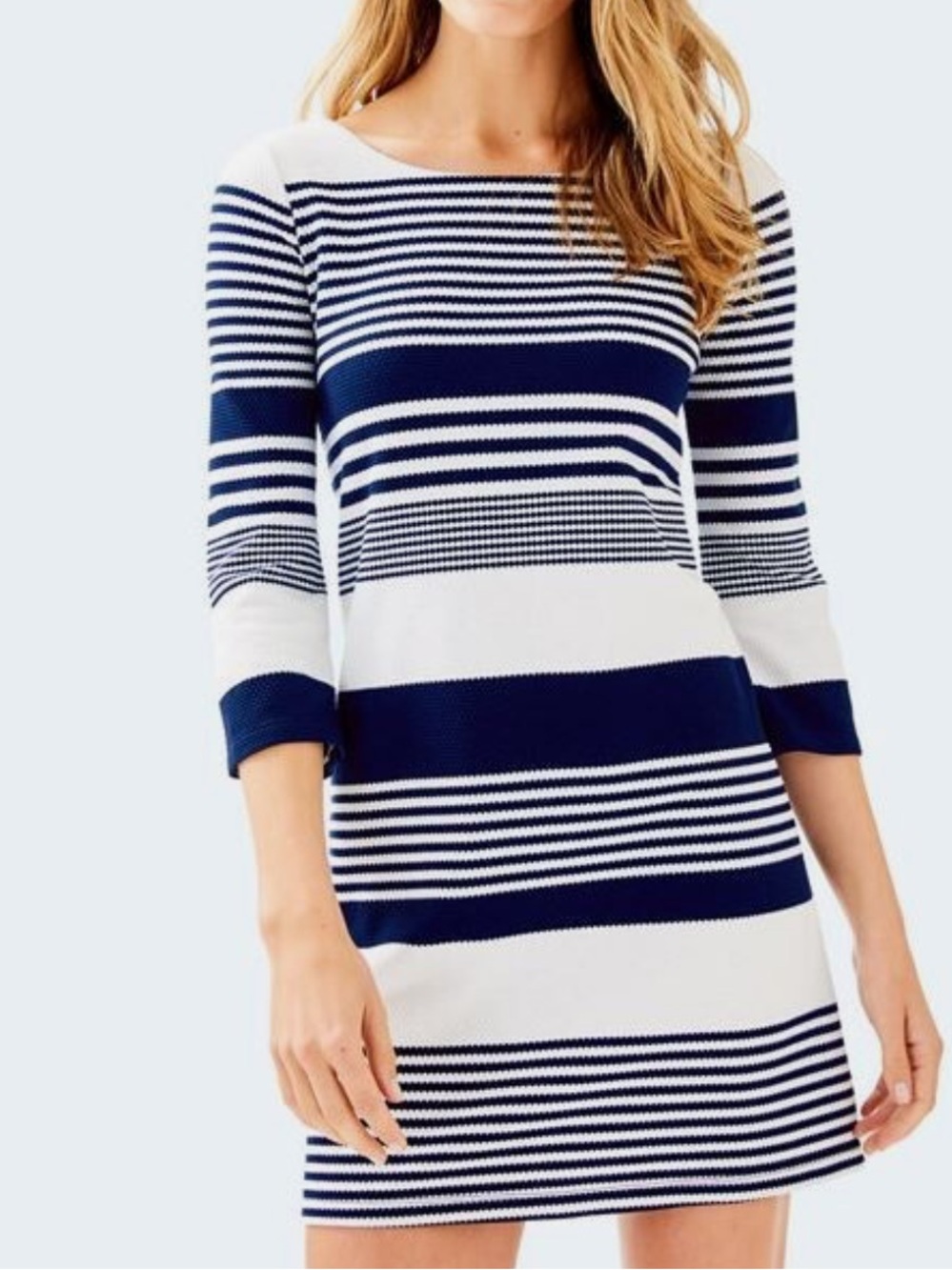 Lilly Pulitzer Stripe Nautical Bay Navy Blue White Mini Medium Dress